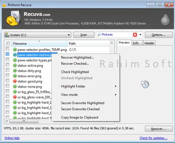 Recuva free is a lightweight and efficient data recovery tool